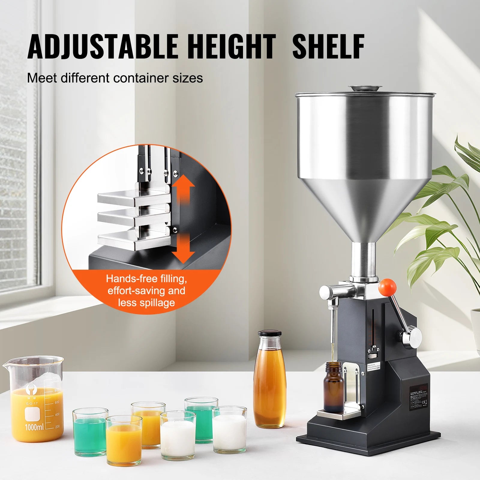 SucceBuy 5-50/100ml A03 Manual Paste Liquid Filling Machine Bottle Liquid Filler with Pedal for Water Juice Cosmetic Milk Oil